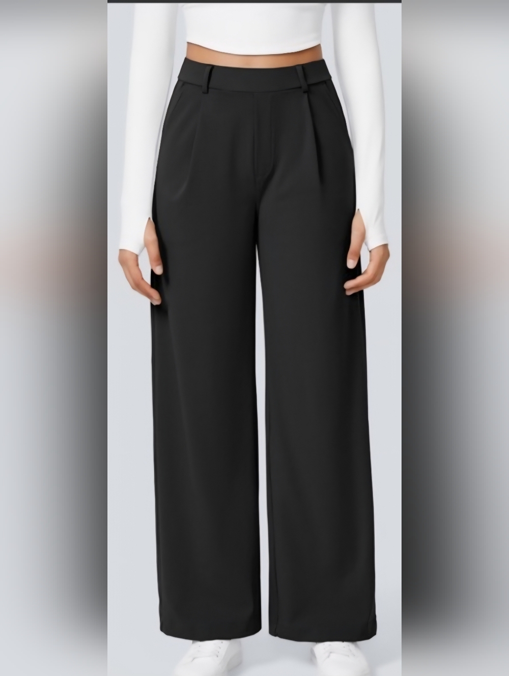 HALARA Black Wide-Leg Trousers